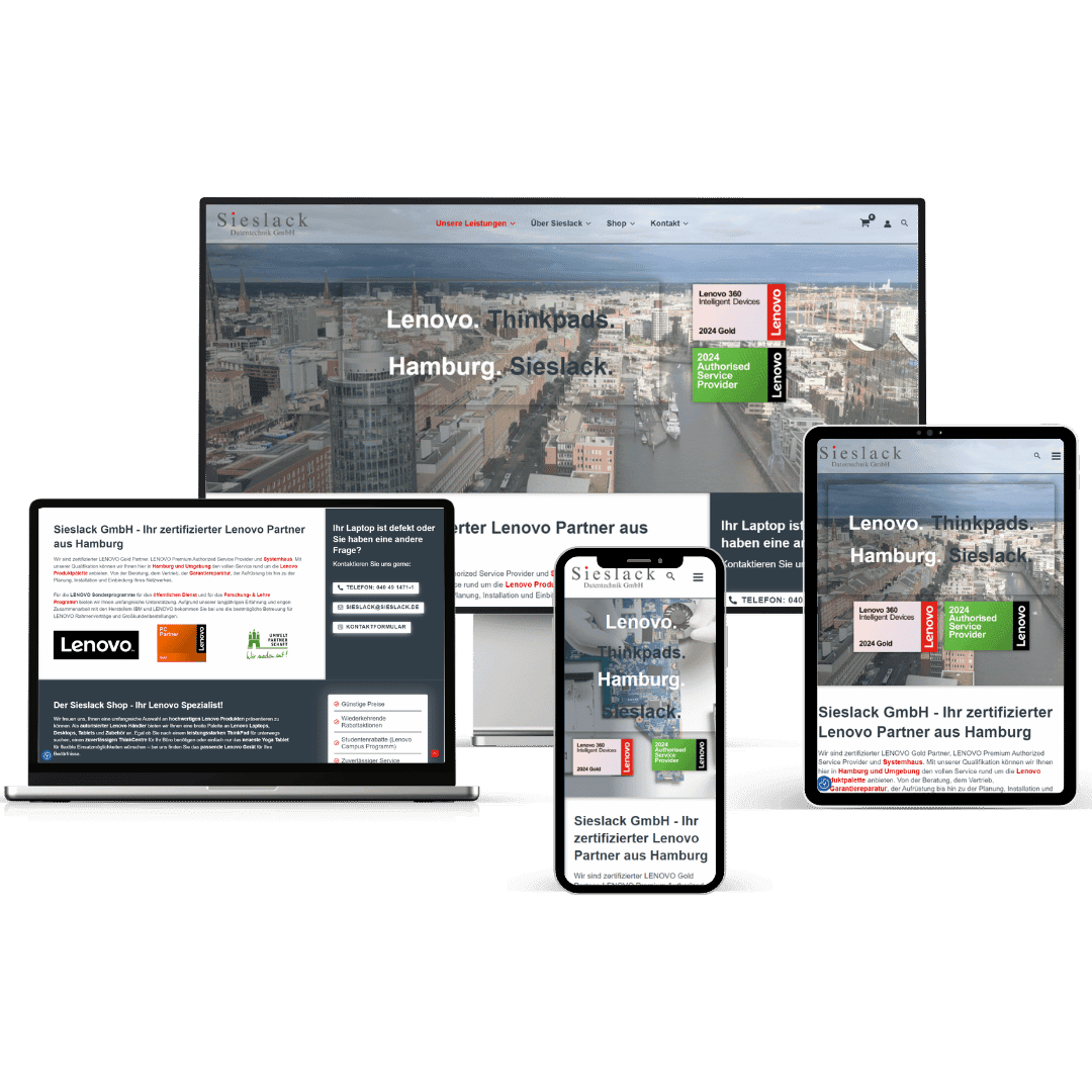 Sieslack Datentechnik: Website-Mockup des Onlineshops