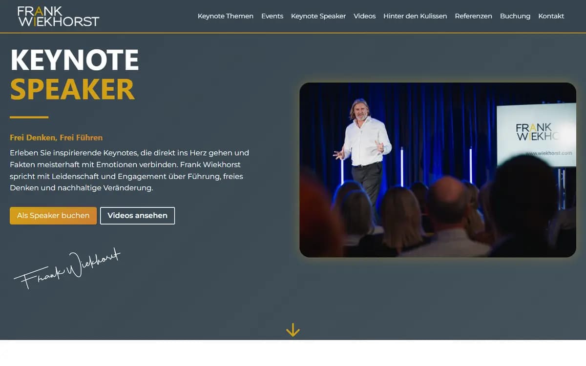 Website-Mockup von Frank Wiekhorst Keynote-Speaker auf mehreren Geräten