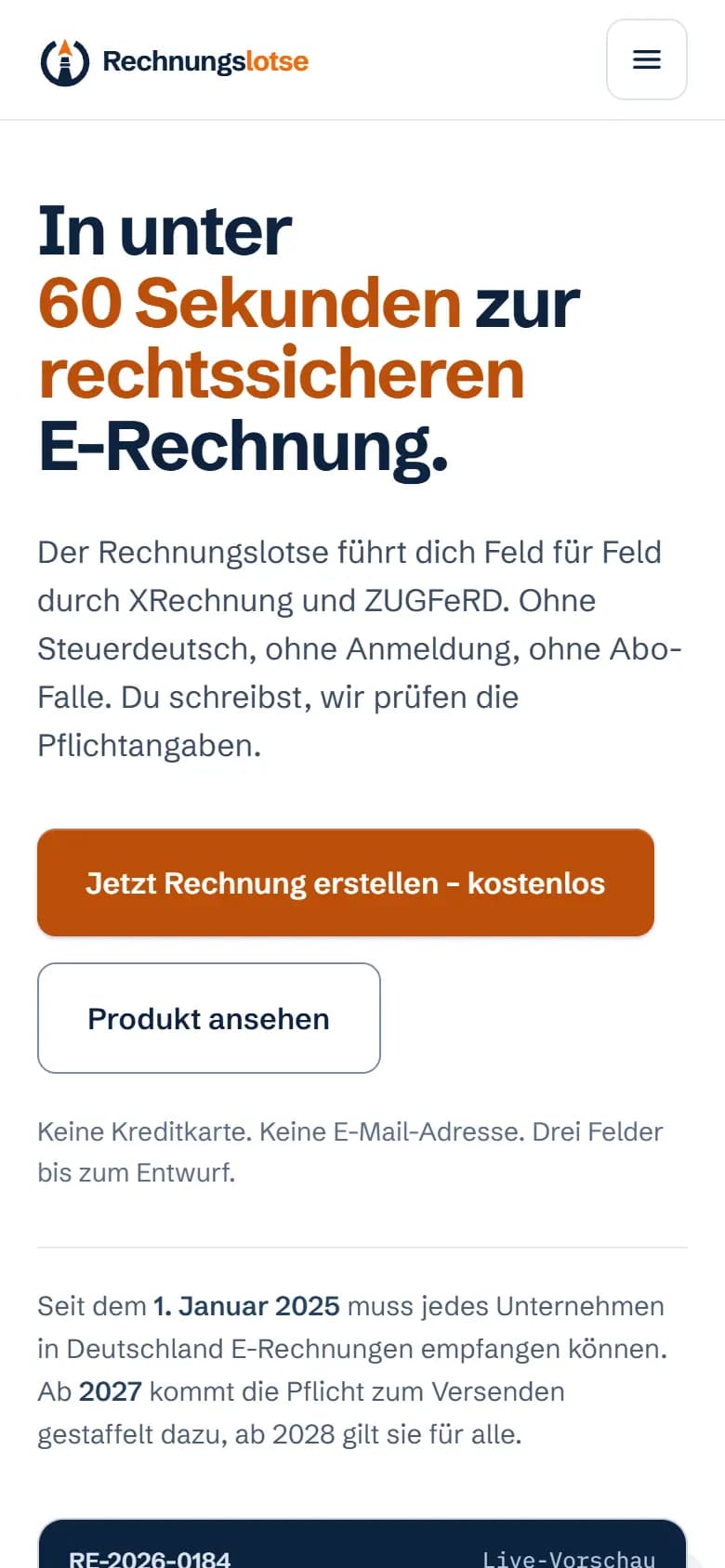 rechnungslotse.de auf dem Telefon.