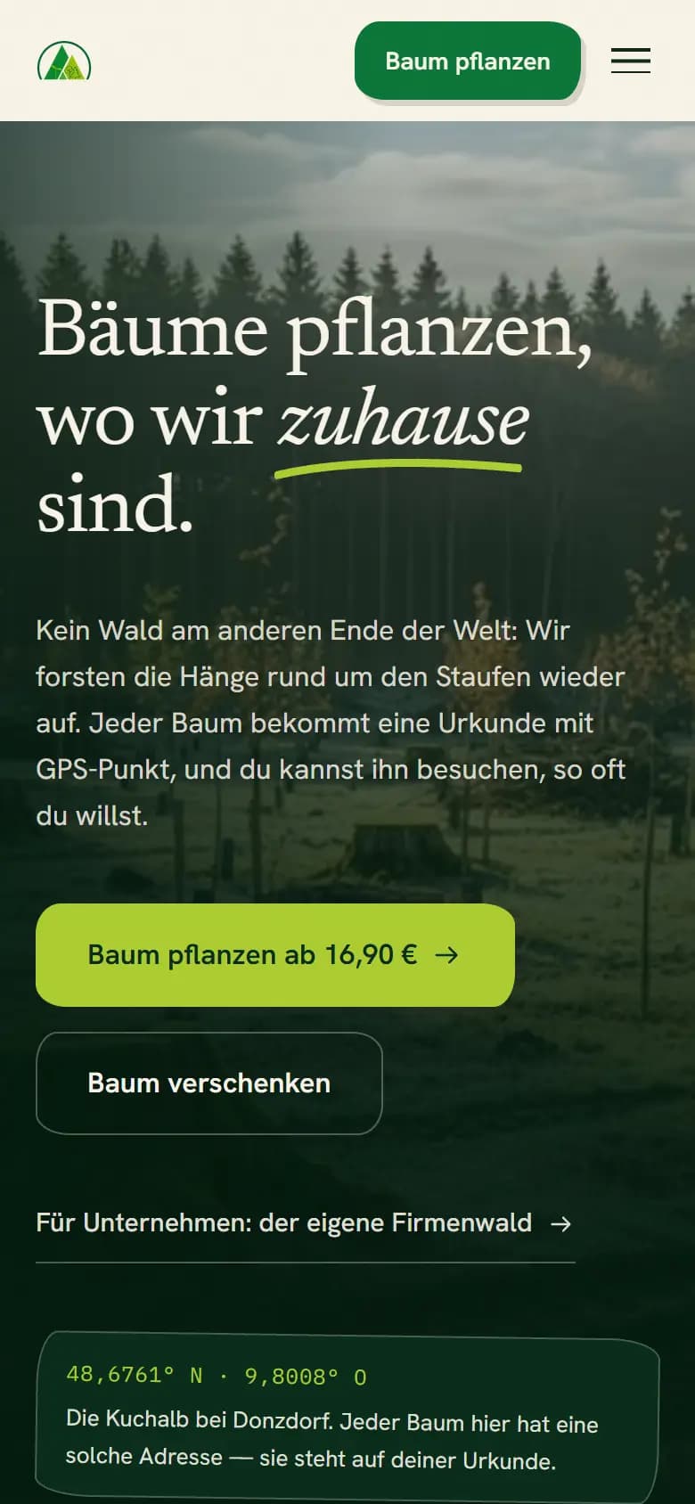 staufenwald.de auf dem Telefon.