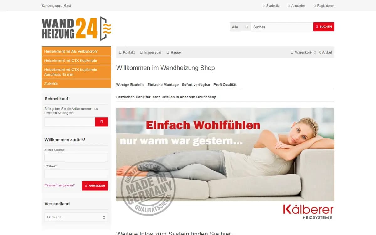 Logo Wandheizung24, Kälberer Heizsysteme