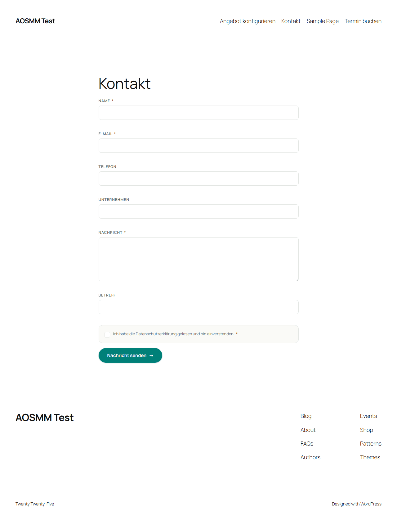 Im Frontend: das Kontaktformular